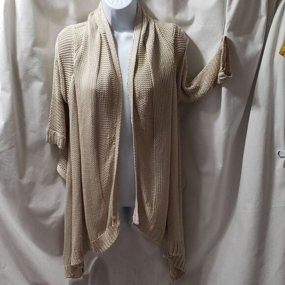 Twenty One.  EUC. Ecru Open Front Waterfall Knit Cardigan.  Size S. - Picture 1 of 12